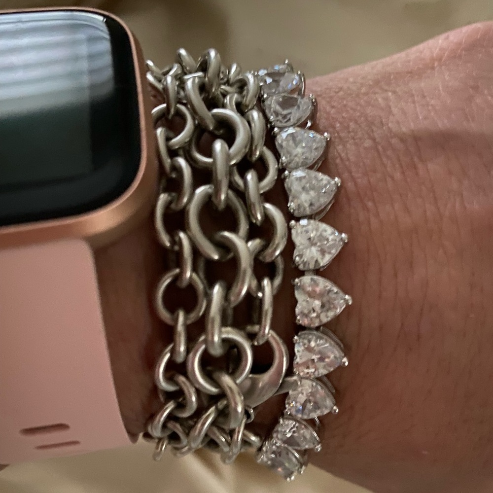 🔥REAL COLLECTIBLE STERLING SILVER HEART BRACELET OVER 200 CTW IN DIAMONITE - Picture 3 of 3
